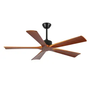 52-Inch Mid-Century Modern Wooden Ceiling Fan with Light, 5 Solid Natural Wood Blades, Reversible DC Motor, 6-Speed Remote Control with 1/4/8H Timer, Ultra-Quiet (Under 30dB), Flat & Sloped Ceiling Mount for Indoor, Covered Outdoor Patio Use
