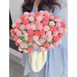 Crochet Flower Bouquet Throw Blanket, 43''  Knitted Blanket with Rose ,  for Women  Birthday Mother's Day Valentine's Day Anniversary ()
