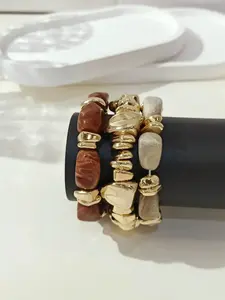 Vintage Multi-Layer Acrylic Beaded Bracelet Set, Elegant Accents, Perfect Gift for Her, Gift Jewelry, Ideal for Casual & Formal Occasions