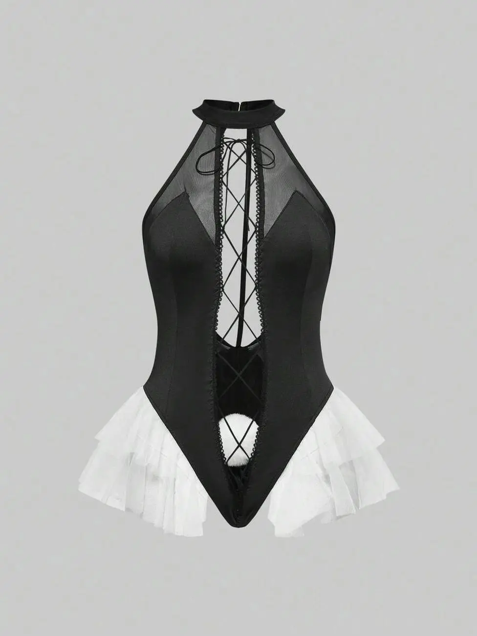 Women's Gothic Bunny Girl Role-Play Bodysuit, Anime Inspired Cosplay Costume, Dark Y2K Party Outfit
