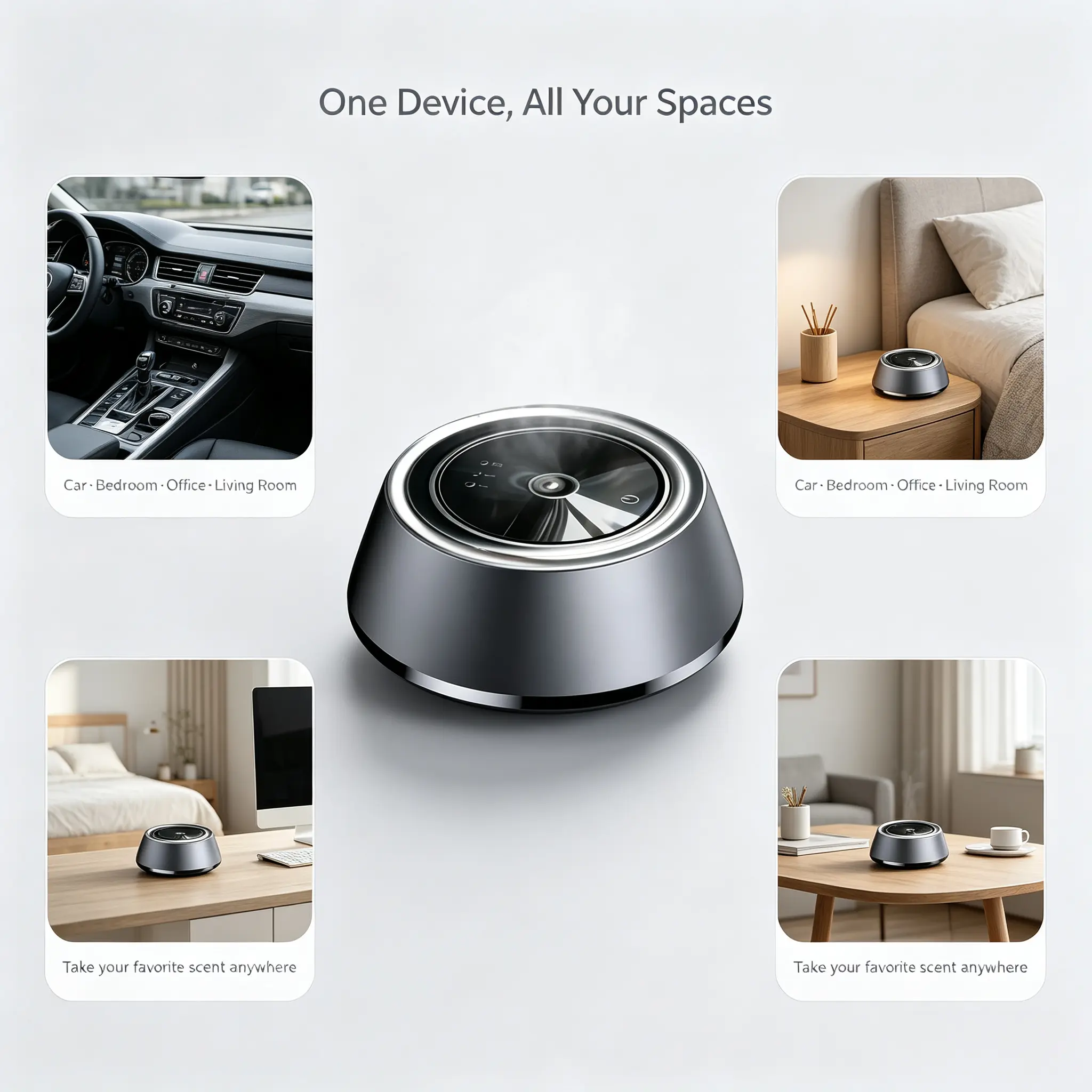 2026 New Rectangular Smart Car Fragrance Diffuser - Rechargeable, 3 Modes, Includes 30ml Cologne Essential Oil, Car Interior Air Freshener for Home & Office