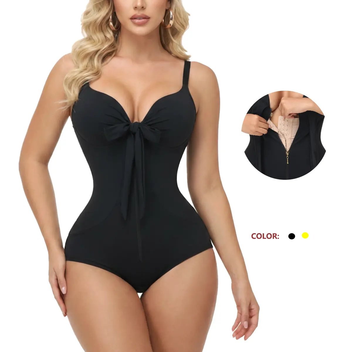 JOSHINE SHAPER Women's 1-Piece Shapewear Swimsuit, Tummy Control Ruched Push-Up V-Neck Slimming Bathing Suit