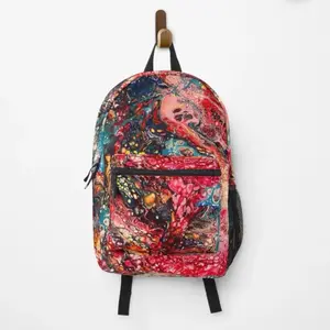Liquid Hot Magma Backpack - Colorful Design with Black Straps and Hook Attachment