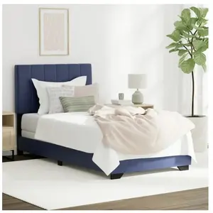 Reece Channel Stitched Upholstered Twin Bed, Sapphire