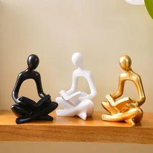 Resin Book Holder Figurine Decor, Modern Abstract Design, Options, Home Restaurant Party Table Decoration, Cute Collectible Figurines, Abstract Figure Sculpture