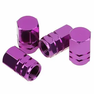 4pcs Universal Tire Wheel Dust Caps Air Stem Valve Purple For Car Truck Van Sport