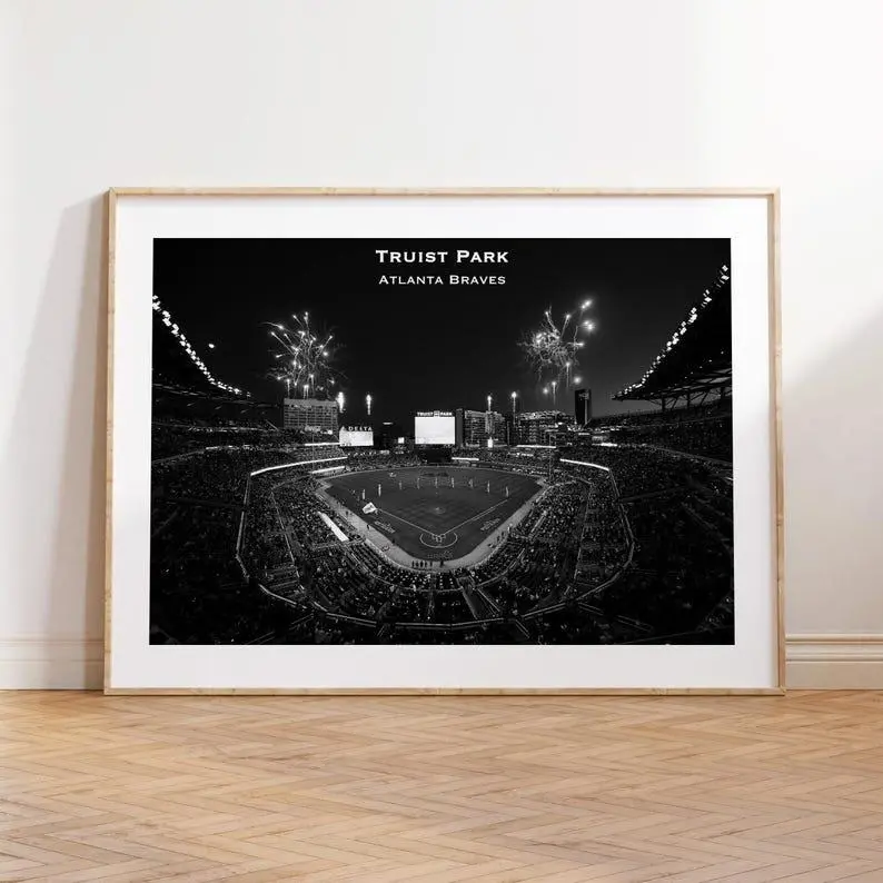 Truist Park Stadium, Sun Trust Park, Atlanta Braves, MLB Poster, NL, Fan Poster, Sport Decor, Baseball Stadium Print Vintage Stadium Decor