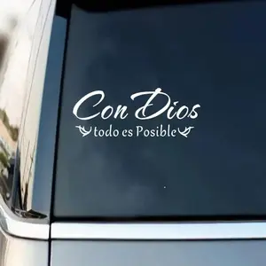 Con Dios Todo Es Posible Spanish Inspirational Faith Car Sticker - Cute Durable Vinyl Decal, Religious Motivational Decor, Multiple Colors - For Cars, Water Bottles, Laptops & Smooth Surfaces