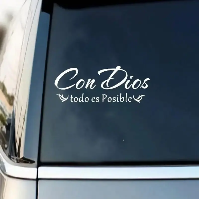 Con Dios Todo Es Posible Spanish Inspirational Faith Car Sticker - Cute Durable Vinyl Decal, Religious Motivational Decor, Multiple Colors - For Cars, Water Bottles, Laptops & Smooth Surfaces