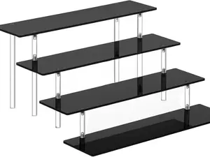 4 Tier Perfume Organizer Stand, Acrylic Risers Display Stands, Display Risers, Perfume Shelf Dessert Display for Party, Figure Stand Funko POP Shelves, Black Cupcake Stand Holder