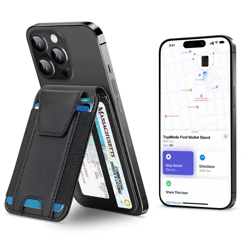 MagSafe Wallet Works with Apple Find My, Strongest Magnetic Wallet 9 Cards Holder, Adjustable Stand, RFID Blocking, Leather Magnetic card holder for iPhone 18/17/16/15/14/13/12 Series