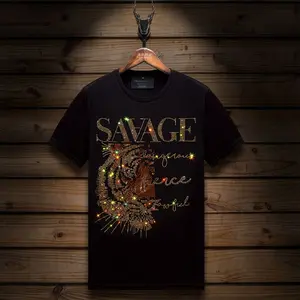Hot Rhinestone Tiger Head Summer Men's Short Sleeve T-Shirt New Ins Trend Large Size Half Sleeve Top Trendy Brand Ice Silk