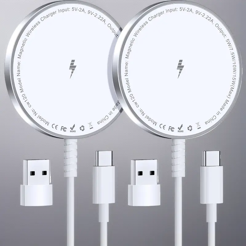 MagSafe Magnetic Wireless Charger - Strong Magnet, Ultra-Thin, Compatible with iPhone 12-17 & AirPods, Wireless Charging for Smartphones, Ideal for Car Desk & Bedside