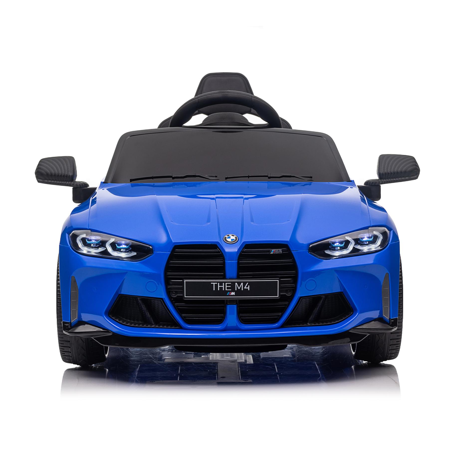 BMW M4 12v Kids ride on toy car 2.4G W/Parents Remote Control,Three speed adjustable,Power display, USB,MP3 ,Bluetooth,LED light,story,A handle with wheels and a pull, easy to carry