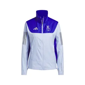 adidas Womens Boston Marathon 2025 Own The Run Celebration Jacket Athletic Outerwear Casual Pockets - Blue