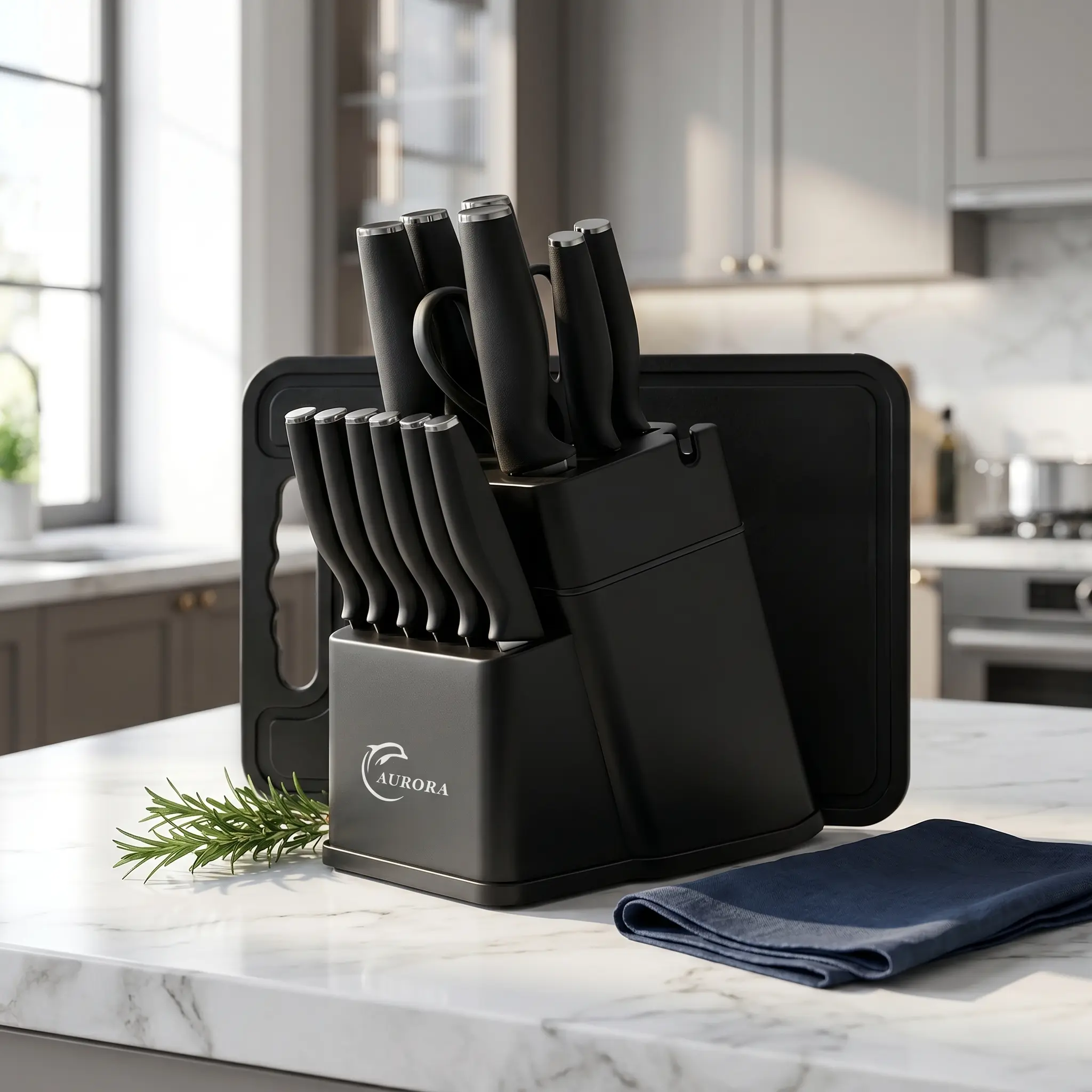 15Pcs Stainless Steel KitchenKnife Set with Built-in Sharpener |includes ChefKnife, Japanese Knife, Meat Cleaver, Bread KnifeSteak Knives & Scissors|Washable, PlasticHandles | Perfect Gift Set,Block,Pink Serrated Stainless steel cutlery set