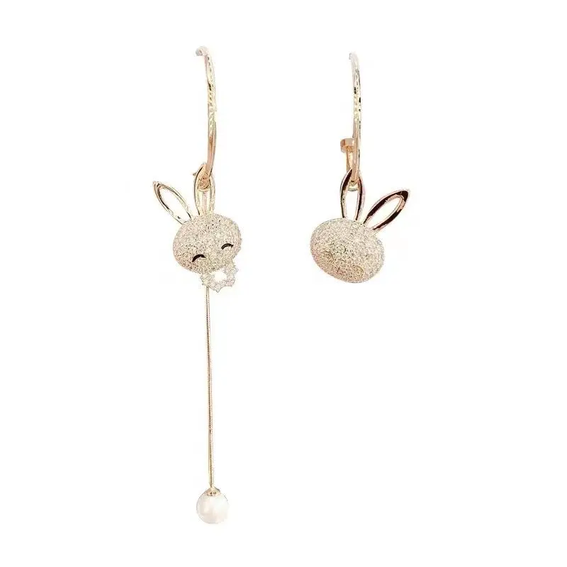 2 Pairs Earrings, New Asymmetric Rabbit Earrings, Butterfly Tassel Earrings, Fashionable Elegant Micro-inlaid Drop Earrings High-end Long Tassel Earrings