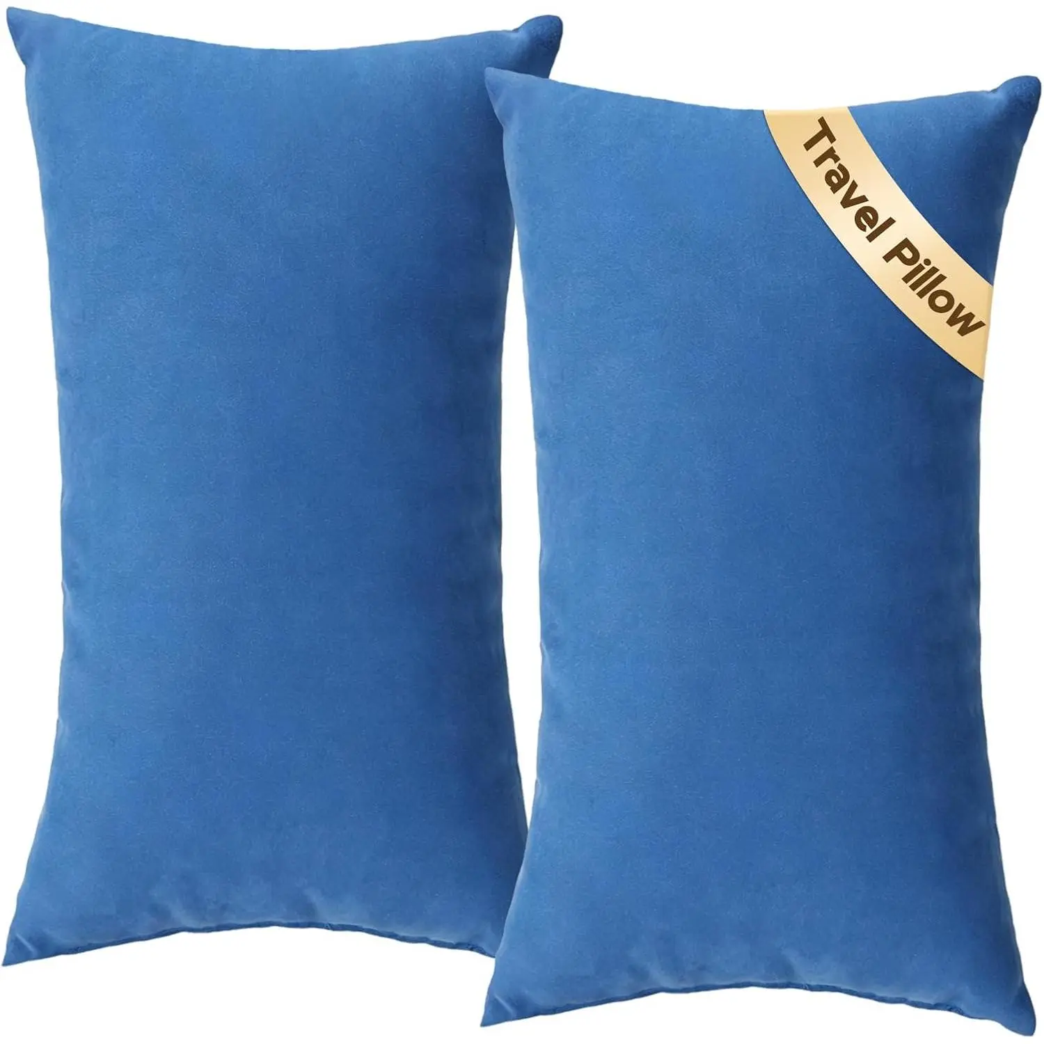 Small Travel Pillows - 2 Pack, 7"x11" Mini  Pillow for Airplane & Long Flight, Machine Washable Headrest for Nap & Sleeping, Portable Soft  Cushion for , , Ankle (Blue)
