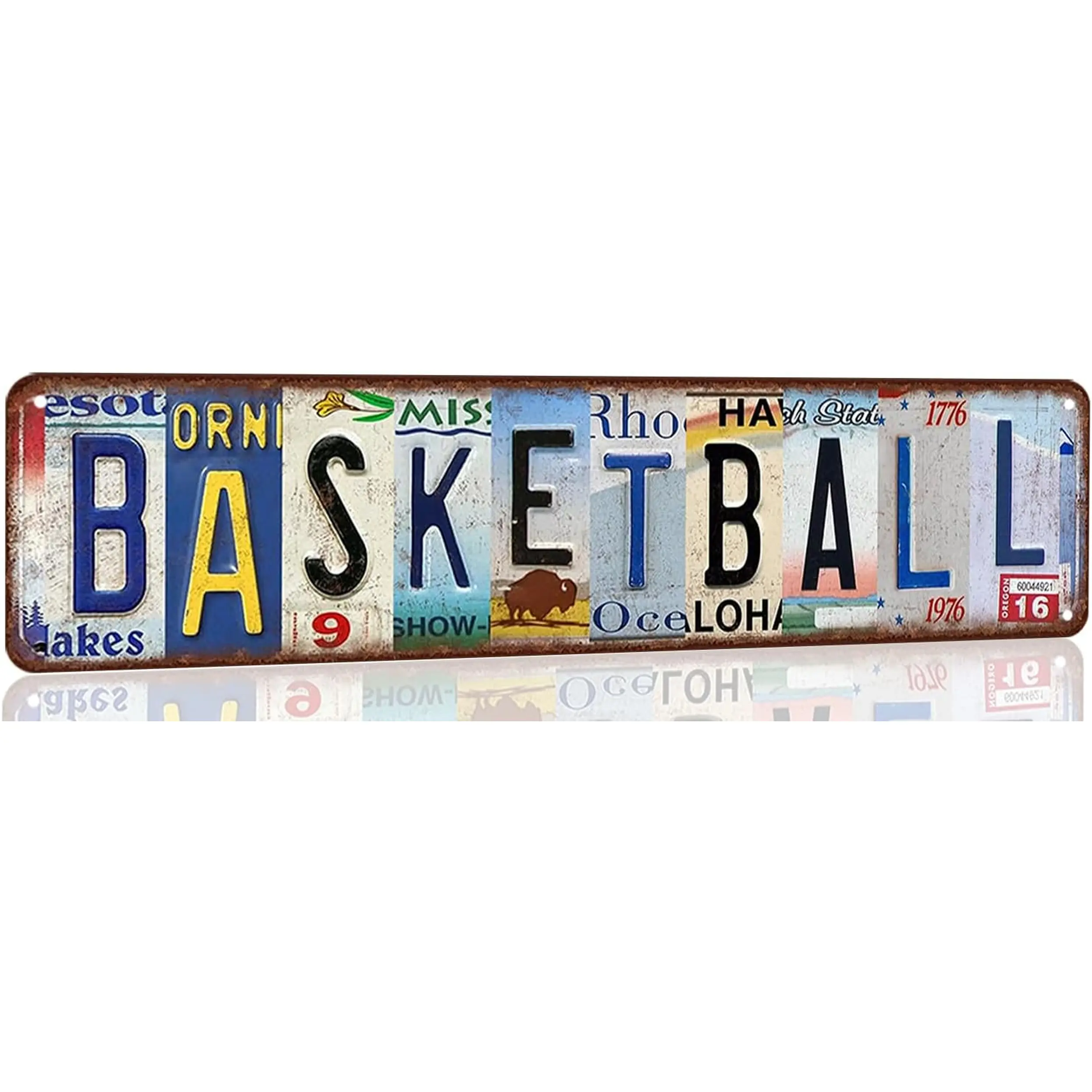 Basketball Sign Vintage Basketball Street Signs Basketball Decor Road Metal Tin Sign Basketball Gifts for Boys Bedroom Basketball Poster Room Wall Decorations 4X16 Inch HENOVAL