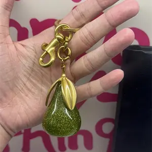 Bag Charm For Coach For Goyard Handbag Shoulder Bag Exquisite Crystal Green Pear Pendant Women's Keychain Accessories