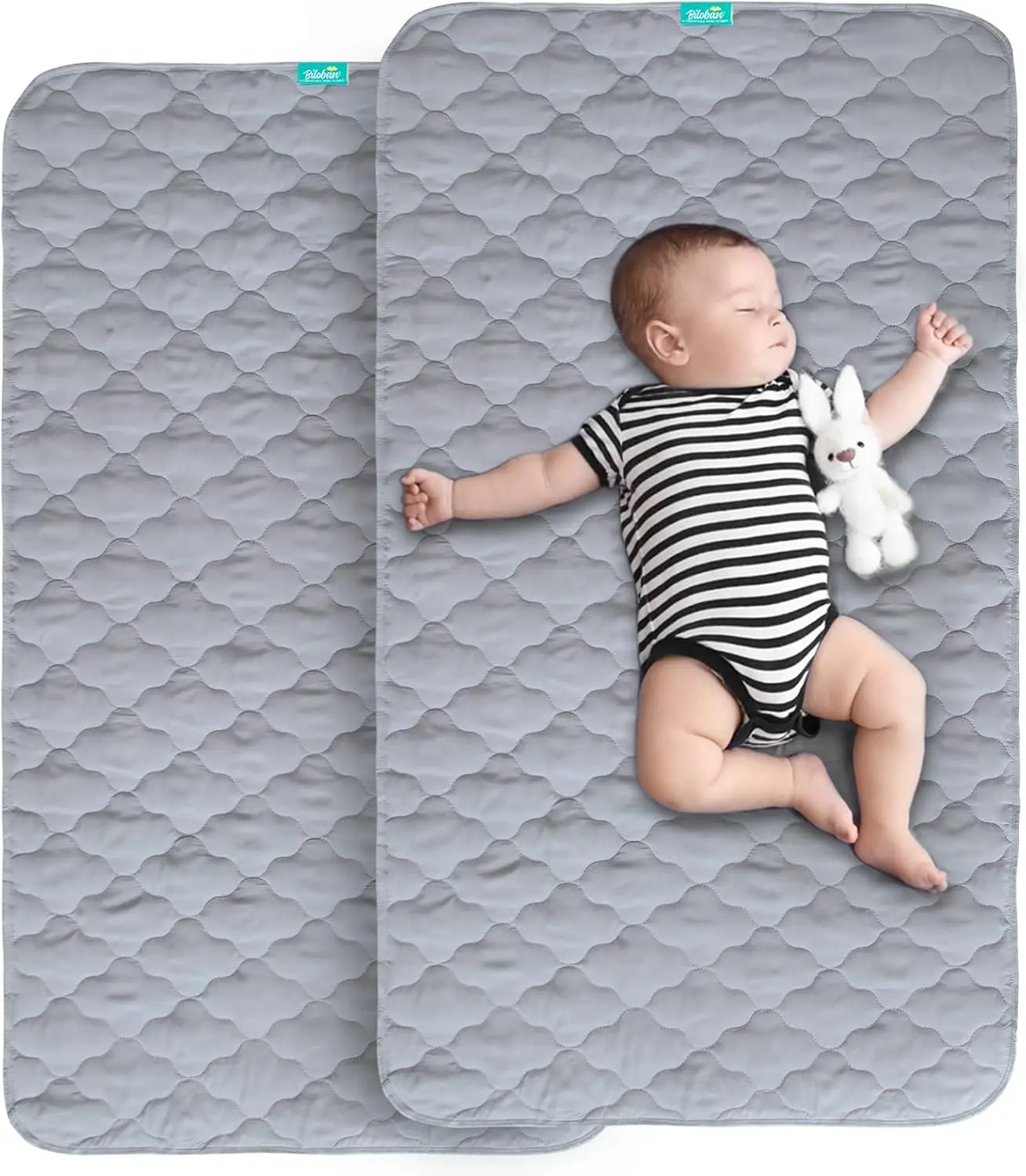 Waterproof Crib Mattress Protector Pad 2 Pack 28" x 52",Non-Slip & Absorbent Mattress Pad for Baby Standard Crib/Bed, Quilted Machine Washable Grey