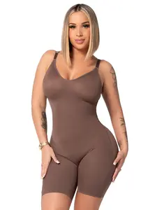 Women's Essential Seamless Tummy Control Bodysuit - Soft, Fit Mid-Thigh Shapewear with Built-in Bra, Statement Everyday Comfort
