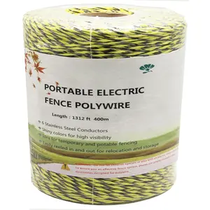 Electric Fence Polywire 1312 ,400 Meters 6 Conductors Portable Electric-Fence Rope for Reliable Conductivity and Rust Resistance