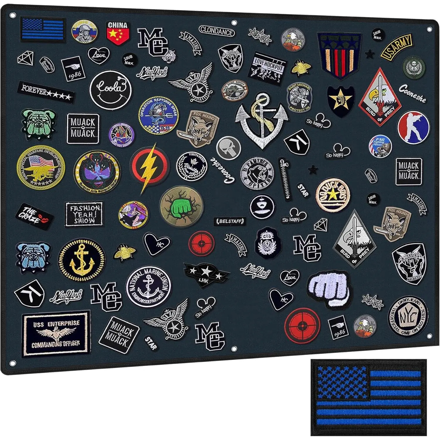 Navy Blue + Flag Patch