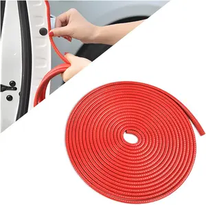 Door Protector Edge Guards, Universal Rubber Seal U Shape  Door Protection,  Boat Edge Trim Guards No Glue Required, Exterior Accessories Fit for  , Sedans, SUV (Red/10FT)