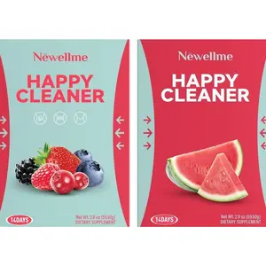 NEWELLME Happy Cleaner Super Greens Powder – Variety Pack (Watermelon & Berry), Sugar-Free Vegan Drink Mix with Chlorella & Spirulina, 28 Packets