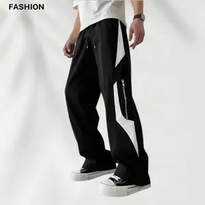 Autumn American Vintage High Street Patchwork Color Sports Casual Pants Unisex Loose Regular Draped Drawstring Straight Wide Leg Trousers Man Menswear Stylish Men's Striped Drawstring Joggers