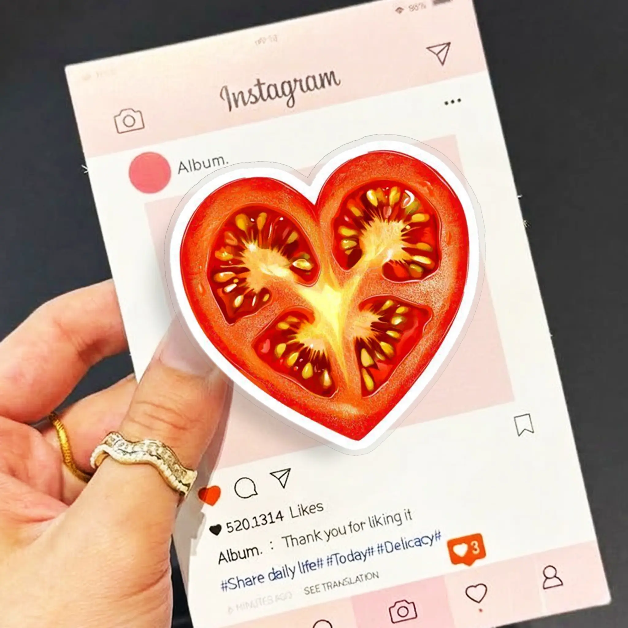 Cute Heart Tomato Phone Grip Holder | Aesthetic Fruit Popsocket Stand | Funny Unique Phone Accessories for Women Girls iPhone Android
