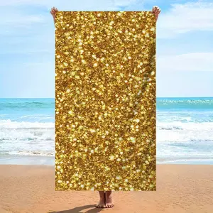 1 piece gold glitter beach towel - luxurious metallic texture, dense sequin reflective particles, soft towel, suitable for swimming, travel, camping, bathroom  pool, modern design