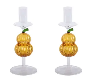 Temp-tations Seasonal Set of 2 Glass Taper Candle Holders