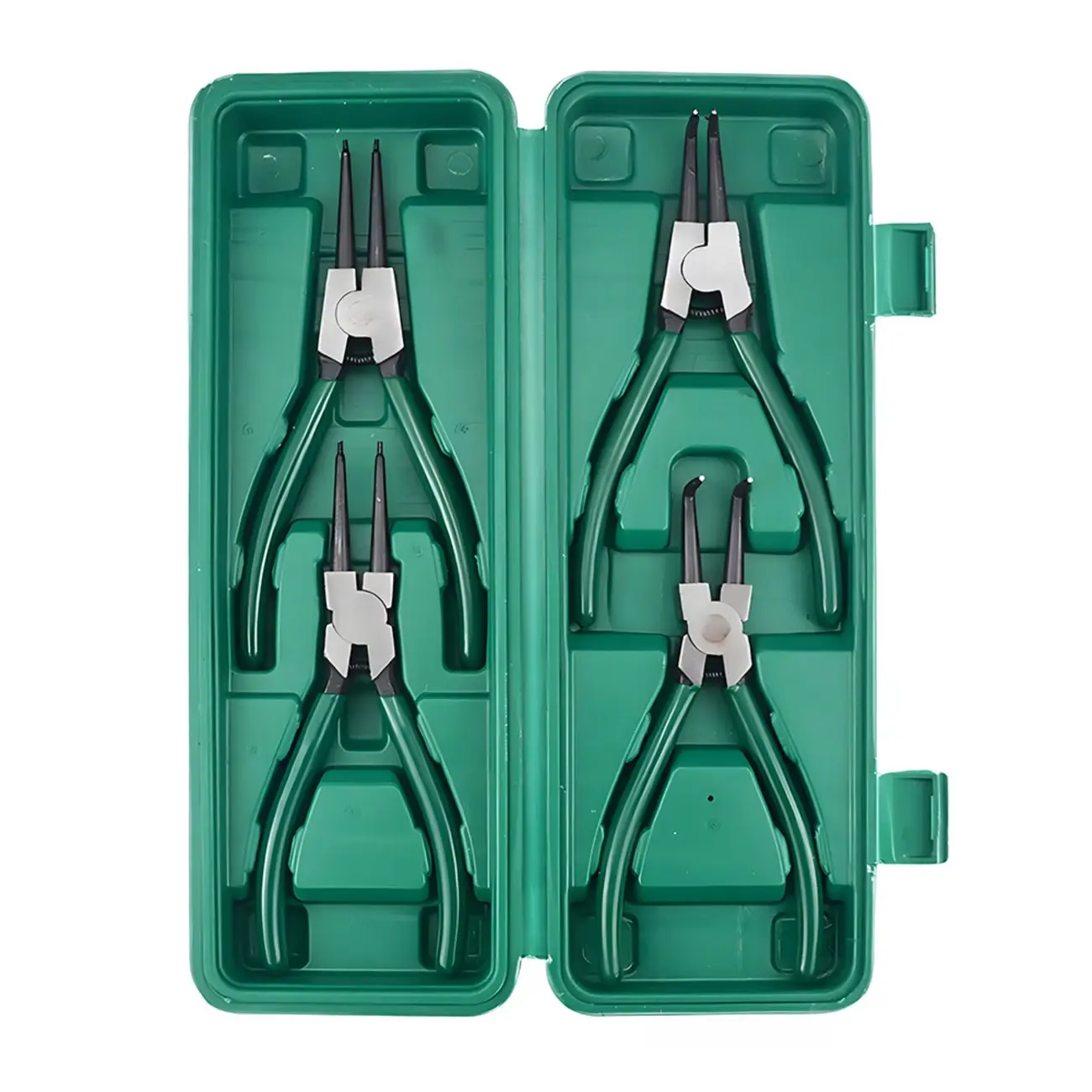 Heavy Duty 4pcs Set of Snap Ring Pliers, Inner And Outer Snap Ring Pliers, Straight Head Elbow Retaining Ring Pliers, Automotive Repair Machine Repair Special Snap Ring Pliers with Storage Box, Industrial Grade Energy-Saving Snap Ring Pliers Maint