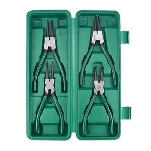 Heavy Duty 4pcs Set of Snap Ring Pliers, Inner And Outer Snap Ring Pliers, Straight Head Elbow Retaining Ring Pliers, Automotive Repair Machine Repair Special Snap Ring Pliers with Storage Box, Industrial Grade Energy-Saving Snap Ring Pliers Maint