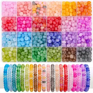 960PCs Rondelle Glass Beads for Jewelry Making, Mix Colors Abacus Crystal Beads (5x8mm), Gemstone Spacer Bead for Bracelets Necklaces Earrings, DIY Crafts Supplies Kit with Organizer Box
