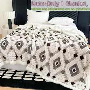 Bohemian Style Blanket, Soft Ion Fabric, Fashion Plaid Pattern, Suitable for Sofa, Bedroom, Car, Camping, Boho Blanket