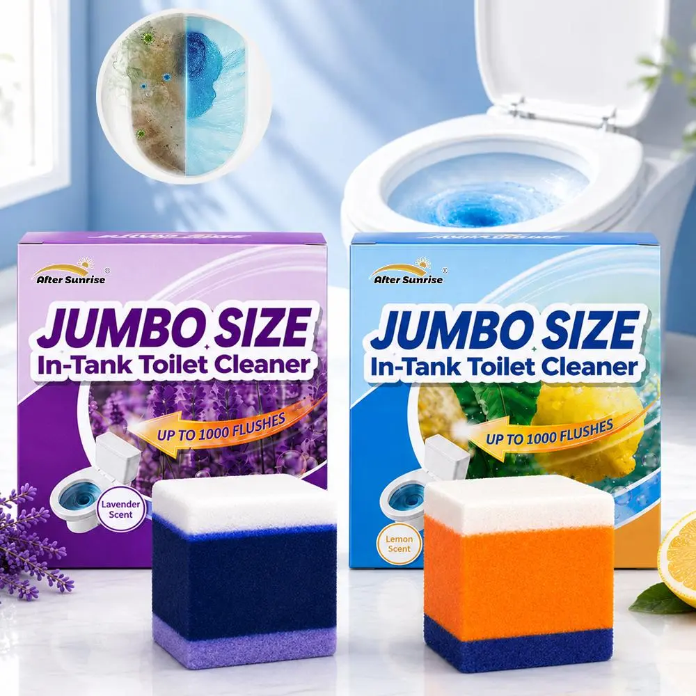 2Pcs Jumbo Toilet Tank Cleaner Tablets, Aftersunrise In-Tank Automatic Toilet Cleaner, Long-Lasting Toilet Freshener, Helps Reduce Stains & Odors, Lemon or Lavender Scent
