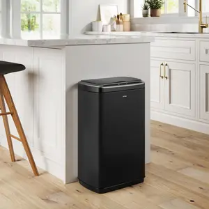 212 MAIN Kraus KTCS-10MB 13gal Motion-Sensor Touchless Kitchen Bin, Home Trash Can with Stainless Steel & Plastic Build, Smooth SoftShut Lid, Matte Black Rectangular GarbagePro (No Hand Contact Needed)