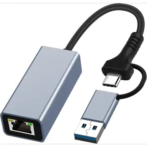 X-APT10  USB 3.0 to Ethernet Adapter, USB C to RJ45 Gigabit LAN 1000 Mbps Wired Network, Ethernet to Type-C 10/100/1000Mbps Network Adapter for Windows XP, MAC OS, Linux, Vista 7 8 10 11 Aluminium Connection