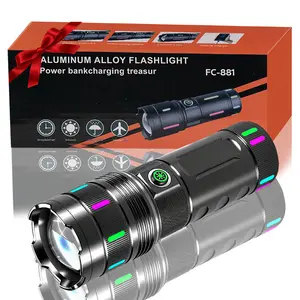High Lumens  Super Bright flashlight FlashLight Aluminum Alloy Zoomable Flashlight Rechargeable Flashlight 5 Lighting Modes Phone EmergencyPower Bank,  Portable Torch for Camping Hiking Fishing Power OutagesUse multifunctional Outdoor light emergency