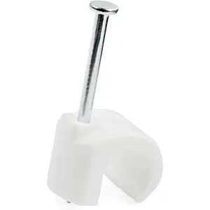 100 Pack Large  Clips with  -  - -in Clamps - Wire Holding Clips - Ethernet Cord/AV/Coax  Fasteners - Brick/Drywall Mounting  Tacks - White - TAA