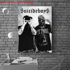 1 piece/set frameless canvas painting print poster, Artwork, Popular hip-hop culture Characters realism art, Suicideboys Music Poster, a perfect gift for Rap Music loves, ideal gift for home, wall decor