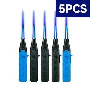 Household Jet Flame Lighter, 1300°C High-Temperature Jet Lighter With Safety Lock, Adjustable Outdoor Windproof Lighter, Gift Box Packaging, Suitable For Candles, Grills, Barbecues, Stove Walls, Camping, And Fireworks (Butane-Free), Without Battery