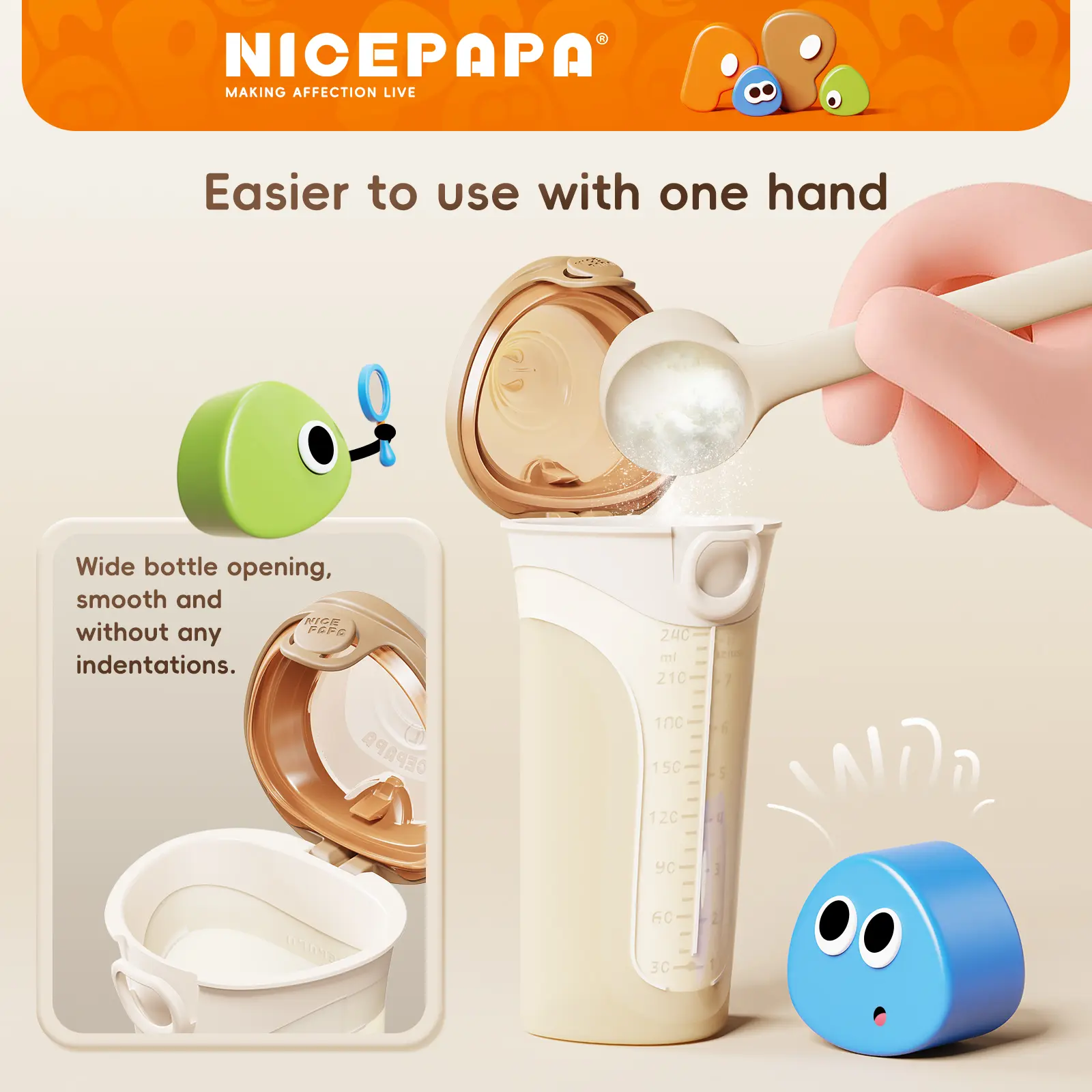 NICE PAPA Unisex Leak-Proof Baby Bottle, Hygienic flip design, Anti-Colic Bottle, Easy to Clean and Safe