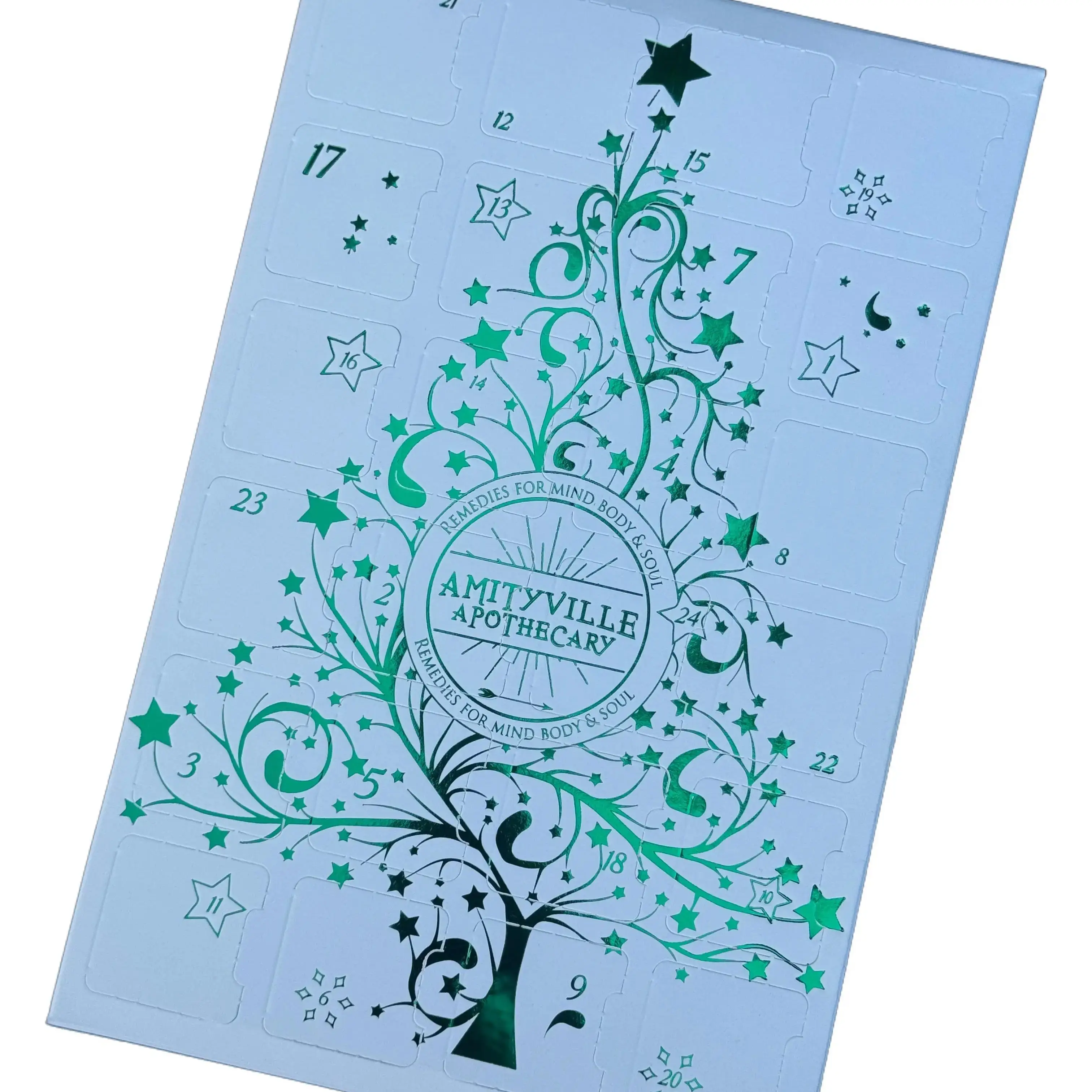 AMITYVILLE APOTHECARY Tumbled Crystal Advent Calendar - 7th Annual Ritual Journey with 11 Crystals, Spell Candles & More for 24 Days of Holiday Magic