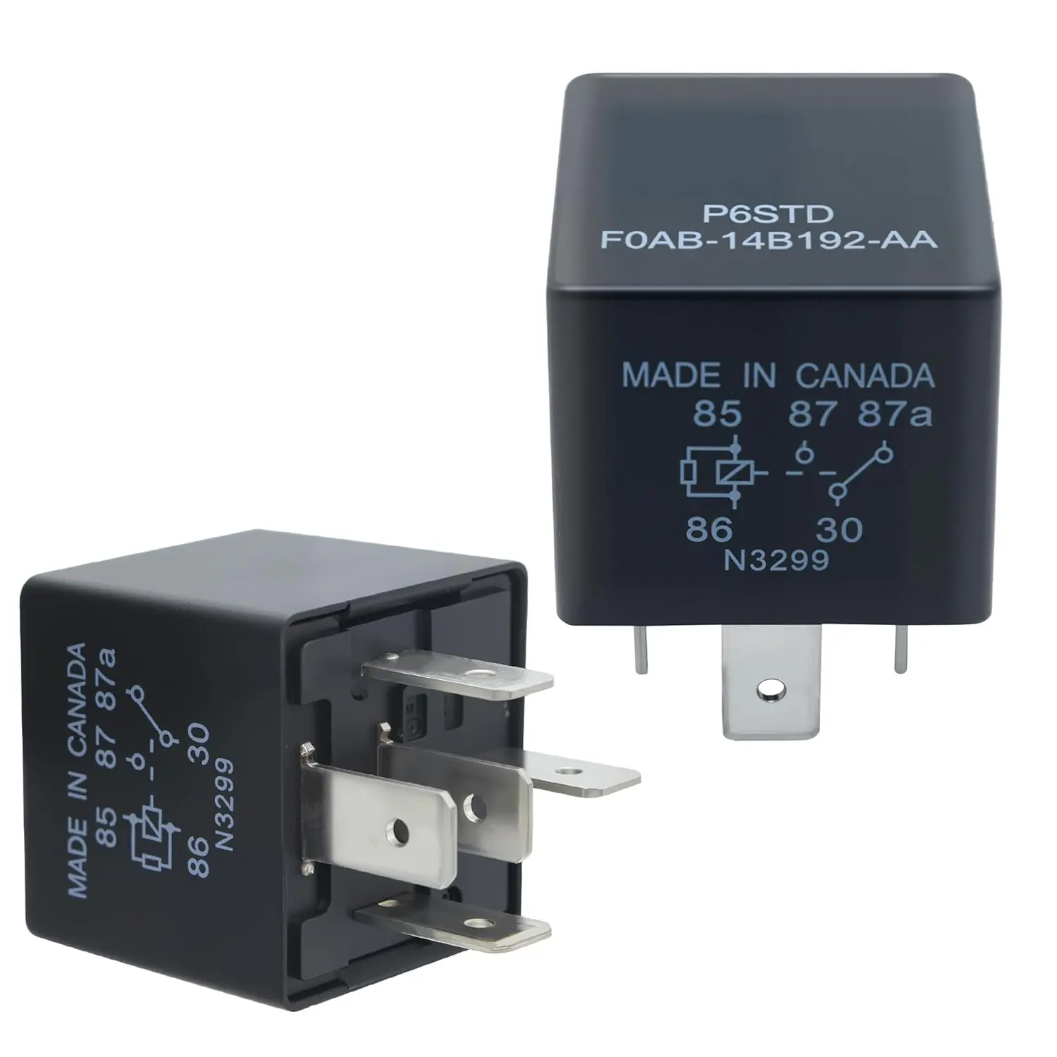 Automotive P6SDT FOAB-14B192-AA 5-Pin Relay - 40A 12VDC Power Window Relay for Ford F-150, Explorer, Expedition Electrical System - 2-Pack