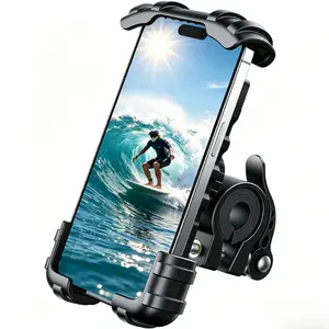 Bike Phone Holder Motorcycle Mount, Handlebar Cell Phone Clamp, E-Bike Scooter Phone Clip Compatible with iPhone 17 Air Pro Max 16 15 Plus, Samsung S20, 4.7-6.8 Inch Smartphones