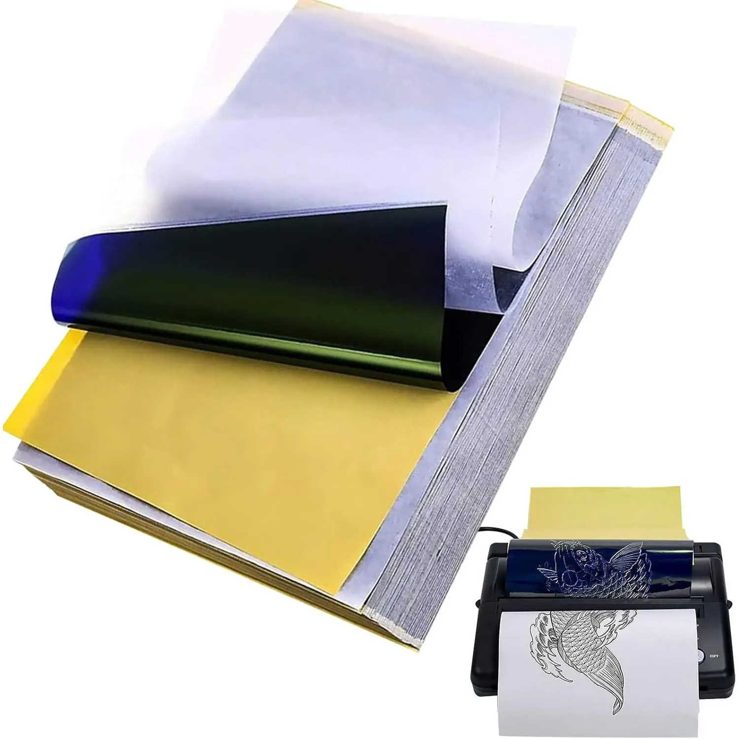 Tattoo Transfer Paper, 50 Sheets Thermal Tattoo Stencil Paper for tattooing, Transfer Paper Tracing Paper A4 Size with Tattoo Supplies